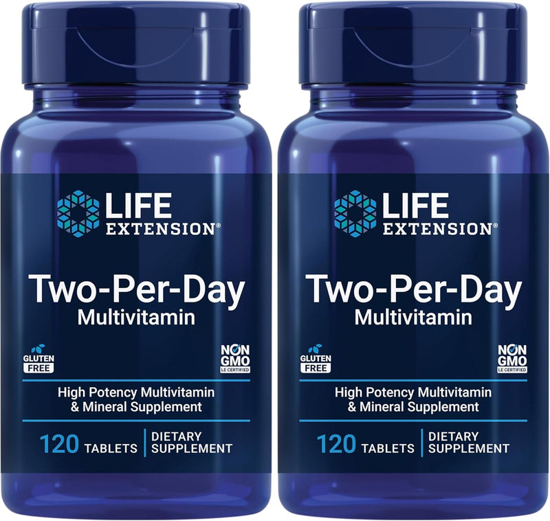 Life Extension Two-Per-Day Multivitamin - Packed with Over 25 Vitamins, Minerals & Extracts -Vitamins B6, C, D - Zinc - Two-Month Supply - Non-GMO, Gluten-Free - 120 Tablets