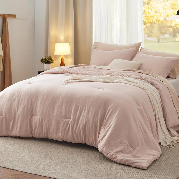 Bedsure Queen Size Comforter Set, White Soft Prewashed Bedding for All Seasons, 3 Pieces GentleSoft™ Warm Down Alternative Bed Set, 1 Lightweight Comforter (90"x90") and 2 Pillowcases (20"x26")