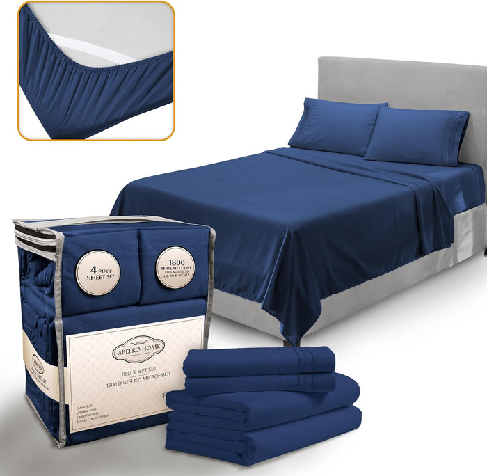 Queen Sheet Set - Elastic Corner Straps - Soft Cooling Sheets - Luxury Hotel Bed Sheet - Deep Pockets Microfiber Bedsheet - Bedding Sheets & Pillowcases - 4 Piece (Queen Size, Gray)