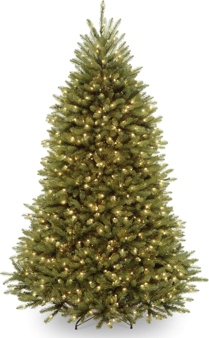 National Tree Company Pre-Lit Artificial Full Christmas Tree, Green, Dunhill Fir, Dual Color LED Lights, Includes PowerConnect and Stand, 12 Feet