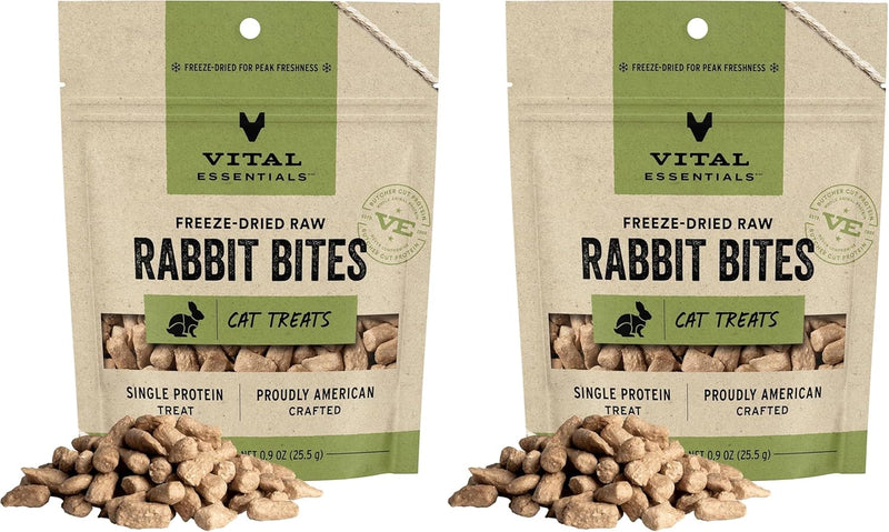 Vital Essentials Rabbit Bites Cat Treats, 0.9 oz | Freeze-Dried Raw | Single Protein | Grain Free, Gluten Free, Filler Free