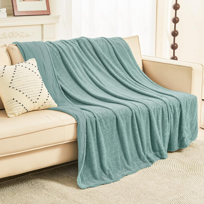 EMME Cooling Throw Blanket for Hot Flashes Muslin Throw Blanket 100% Cotton Throws Gauze All Season Soft Lightweight Breathable (Light Grey, 60"x80")