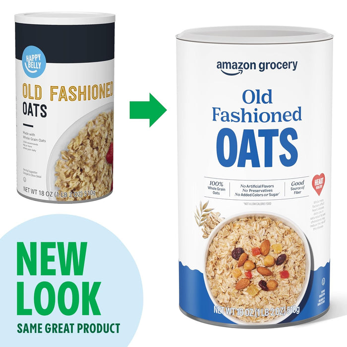 Amazon Grocery, Old Fashioned Oats, 18 Oz (Previously Happy Belly, Packaging May Vary)