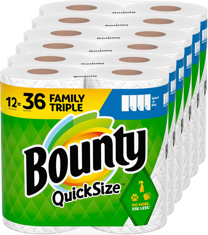 Bounty Quick Size Paper Towels, White, 8 Family Rolls = 20 Regular Rolls