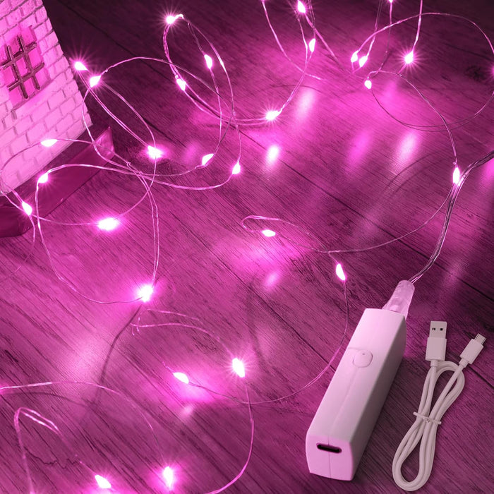 Lipstick Rechargeable Fairy Lights Battery Operated, Twinkle Lights with Timer, Mini LED String Lights for Bedroom, Christmas Decorations, Wedding, Vine, Centerpiece Table Decor (5M/16FT Warm White)