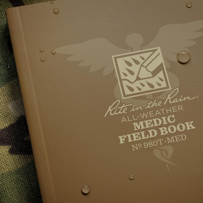 Rite in the Rain Weatherproof Book, 4.625” x 7”, Tactical Tan Soft Cover, Prolonged Casualty Care Medic Book (No. 980T-MED)