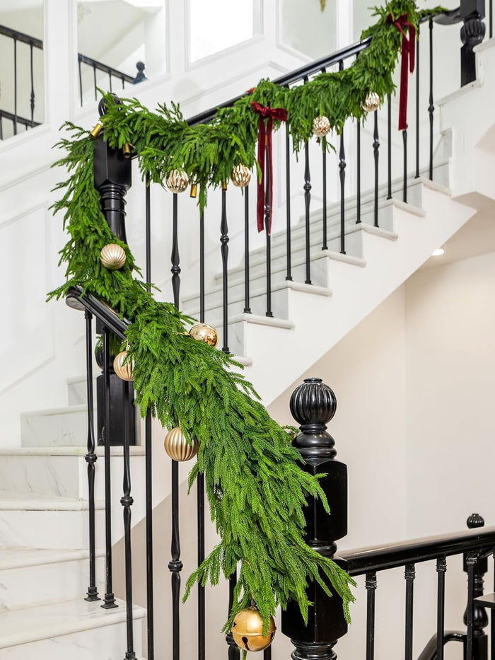 72" Norfolk Pine Garland Real Touch Christmas Garland Faux Cedar Garland Christmas Greenery for Mantle Stairs Table Fireplace Wall Xmas Indoor Outdoor Christmas Decor Holiday Decorations
