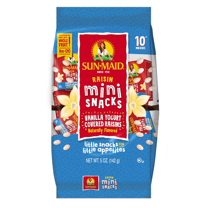 Sun-Maid Vanilla Yogurt Coated Raisins - (80 Pack) 0.5 oz Mini Snack-Size Box - Yogurt Covered Dried Fruit Snack for Lunches and Snacks
