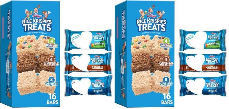 Rice Krispies Treats Crispy Marshmallow Squares, Kids Snacks, Cereal Bars, Variety Pack, 12.1oz Box (16 Bars)