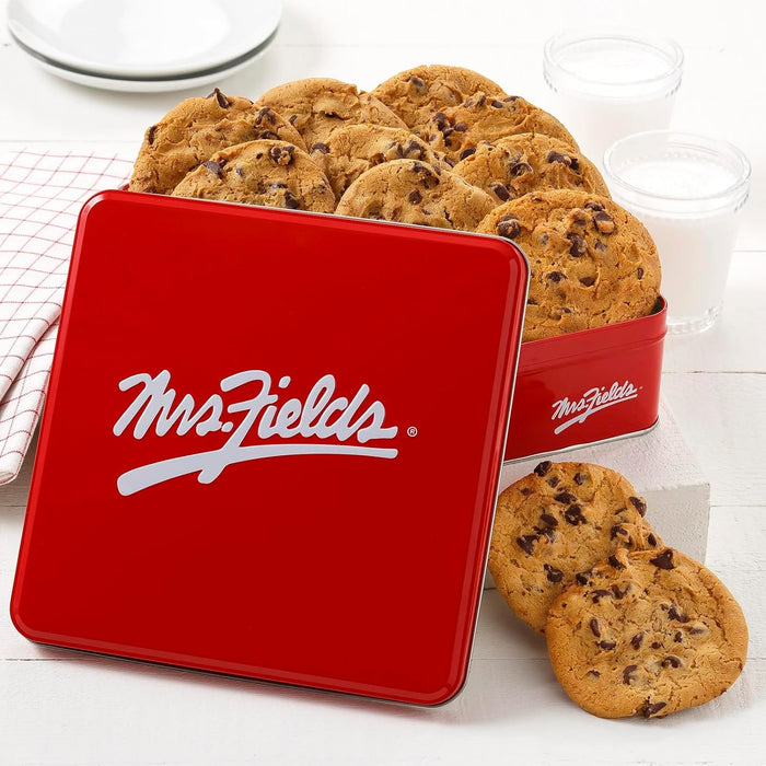 Mrs. Fields Dozen Original Cookie Signature Tin - Assorted with 12 Original Cookies in our 5 Classic Cookie Flavors
