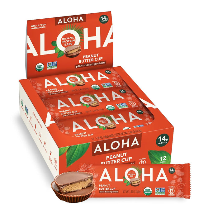 ALOHA Organic Plant Based Protein Bars - Chocolate Coconut Almond, Vegan, Low Sugar, Gluten-Free, Low Carb, Non-GMO, No Stevia, No Erythritol - 12 Count (Pack of 1)
