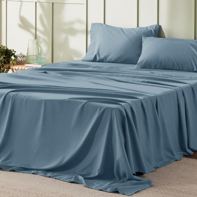 Bedsure Queen Sheet Set - 4 Pieces Soft Queen Size Sheets - Breathable & Cooling - Hotel Luxury - Easy Care Polyester Microfiber Bedding for Women, Men, Dark Grey