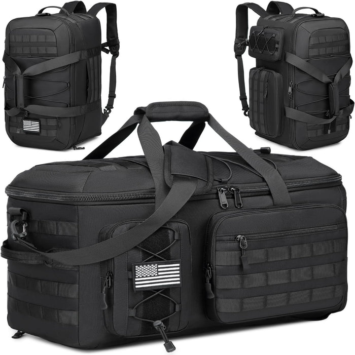 50L Gym Bags for Men, 3 in 1 Travel Duffle Bag with Shoe Compartment, Tactical Military Backpack for Overnight Weekender Gym Traveling Workout Deployment