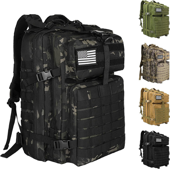 WOLT | Tactical Backpack for Men 45L Military Molle Backpack Large 3 Day Assault Pack Rucking Backpack for Hiking Survival(Black)