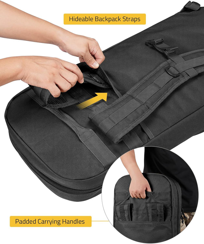 CVLIFE 30" 34" Soft Rifle Case Gun Backpack, Tactical Double Rifle Backpack Gun Bag Covert Bug Out Bag, with Lockable Zipper for Hunting Shooting