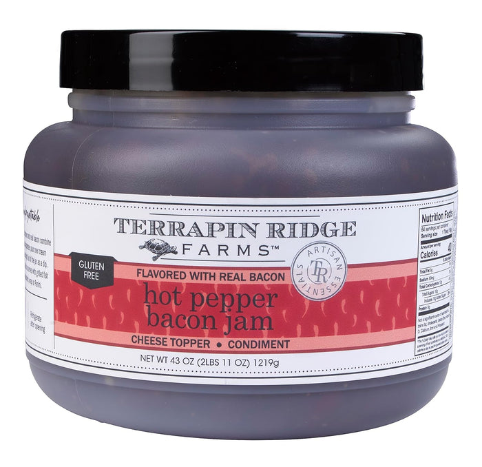 Terrapin Ridge Farms Hot Pepper Bacon Jam – Sweet & Spicy Spread with Real Bacon & Jalapeño – Gourmet Condiment for Cheese, Meats, and Appetizers – 10.5 oz Jar