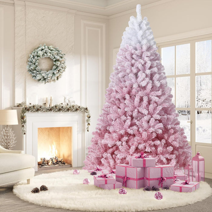 GAOMON 7.5Ft Pencil Christmas Tree Artificial Slim Xmas Trees Skinny Christmas Tree Decorations Fake Flockeds, White & Blue Gradient