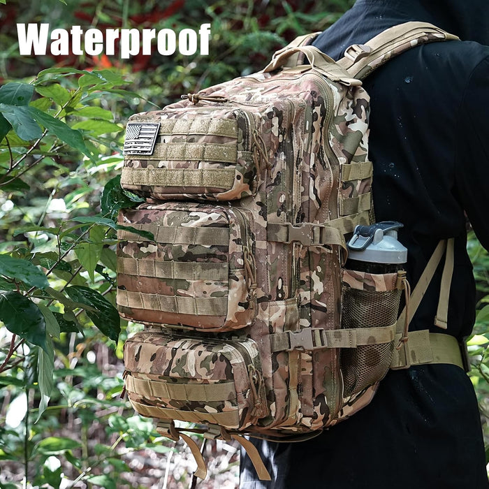 Military Tactical Backpack 50L Large Day Backpack for Men Molle Army 3 Days Assault Pack Bug Out Bag Water Resistant and Heavy Duty Hiking Treeking Rucksack - Camouflage