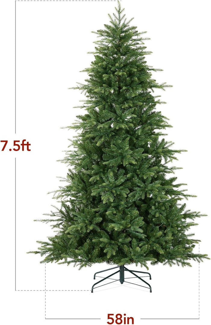 Best Choice Products Full Aspen Christmas Tree, 7.5ft Pre-lit Realistic Noble Fir w/ 700 Glowing Micro LED Lights, 2-in-1 White & Multicolor