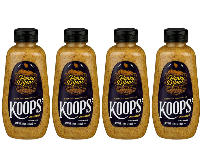 Koops' Honey Mustard – Gourmet Mustard, Gluten-Free, Kosher, Made in USA, From Quality Mustard Seeds, Honey Mustard Sauce – 12 Oz, Pack of 1