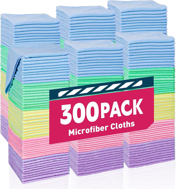 Microfiber Cleaning Cloths Bulk Pack-400 Pack, Microfiber Towels Bulk, Towels for Cars, Cleaning Rags Gray (12x12 inches)