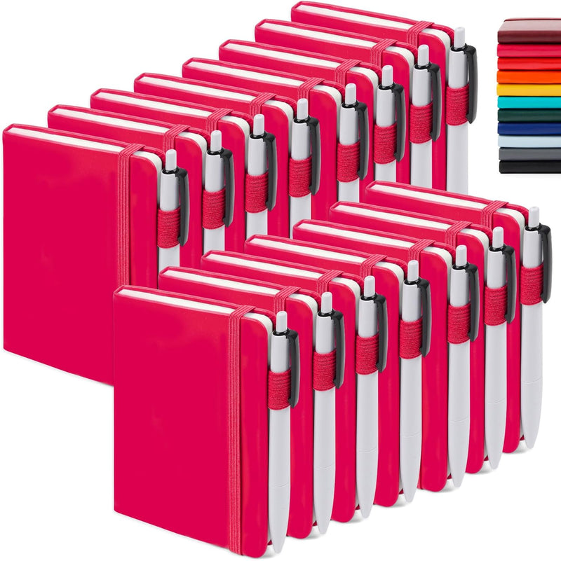 feela 15 Pack Pocket Small Notebooks Bulk, Mini Cute Notepads Hardcover College Ruled Lined Journals with Pen Holder for School Business Memos, with 15 Black Pens, 3.5”x 5.5”, A6, Navy
