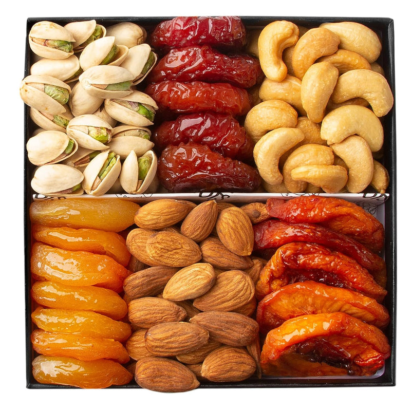 Oh! Nuts Dried Fruits and Nuts Gift Basket - Premium, Healthy Assortment of Nuts & Dried Fruits, Grown and Traditionally Crafted in the USA, Sealed Fresh in Individual Packs (Black box)