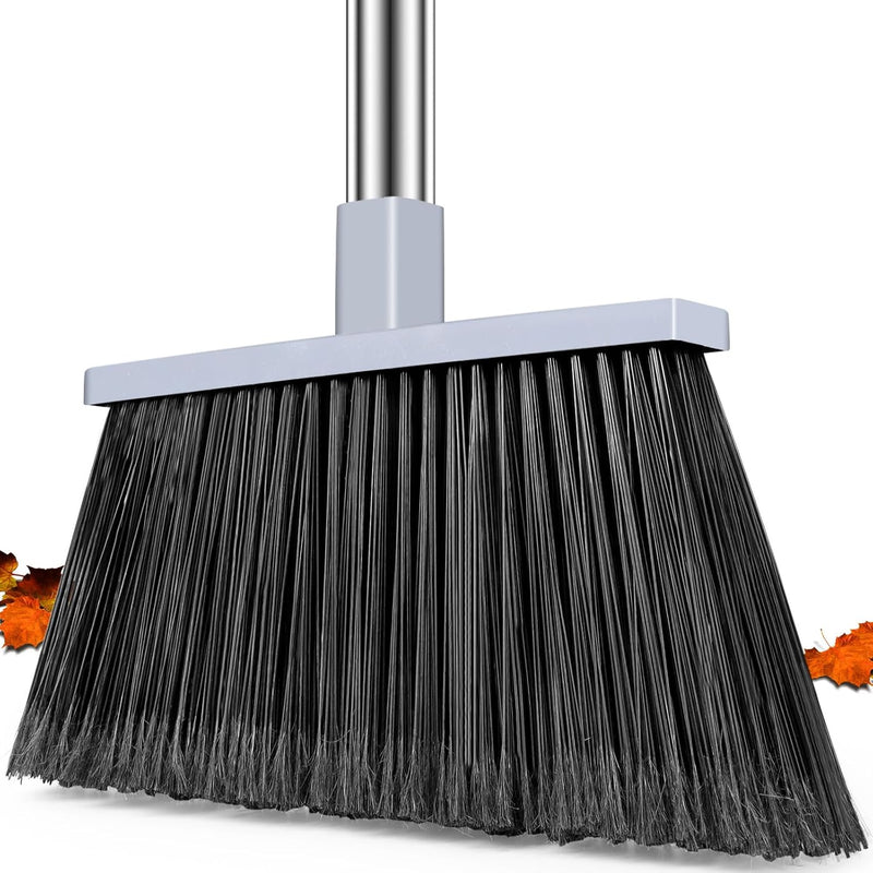 PBHEPJ Broom, 4 Pack Outdoor Broom for Floor Cleaning, 58" Long Stainless Steel Handle, Hard Bristle Angle Broom for Sweeping Indoor, Commercial, Industrial, Garage, Kitchen