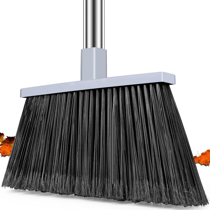 PBHEPJ Broom, 4 Pack Outdoor Broom for Floor Cleaning, 58" Long Stainless Steel Handle, Hard Bristle Angle Broom for Sweeping Indoor, Commercial, Industrial, Garage, Kitchen