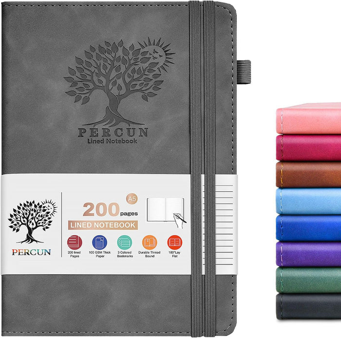 Lined Journal Notebook for Men & Women, 160 Pages College Ruled Journal for Writing, A5 Hardcover Leather Notebooks for Work, School, Business, Travel, Daily Diary 5.9" x 8.5" (Brown)