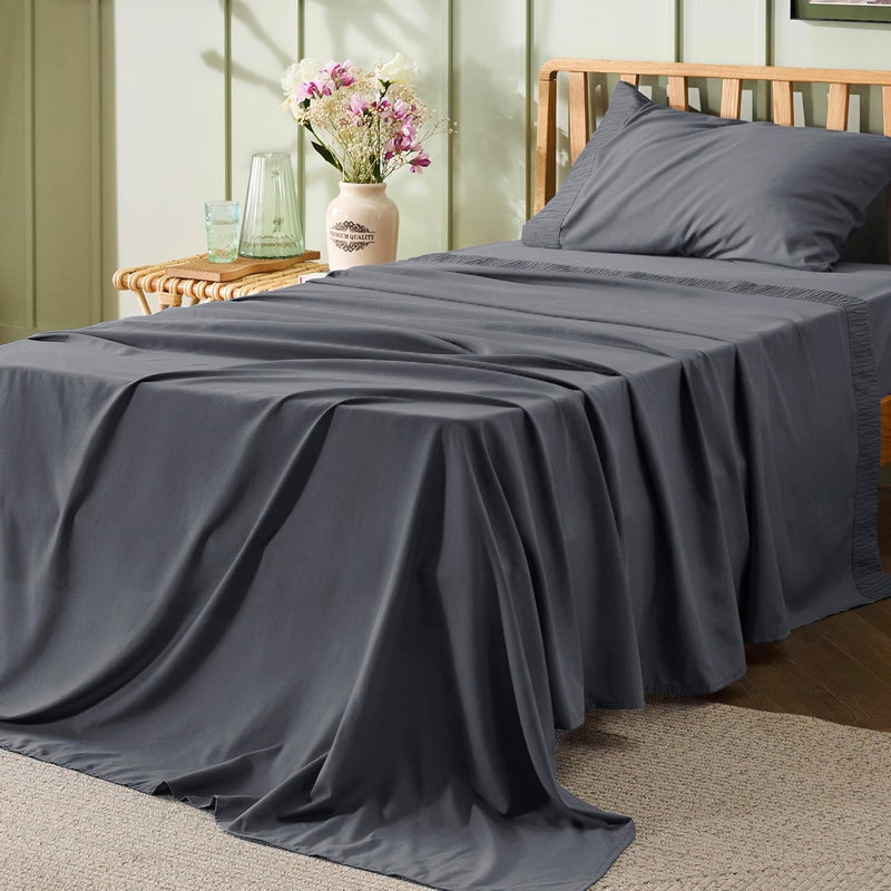 Bedsure Twin Sheets Set - 3 Pieces Soft Twin Bed Sheets - Breathable & Cooling - Hotel Luxury - Easy Care Polyester Microfiber Bedding for Women, Men, Taupe
