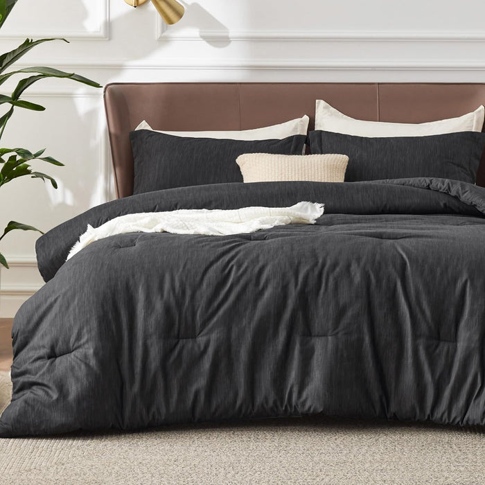 Bedsure King Size Comforter Set - Beige King Comforter Set, Soft Bedding for All Seasons, Cationic Dyed Bedding Set, 3 Pieces, 1 Comforter (104"x90") and 2 Pillow Shams (20"x36"+2")