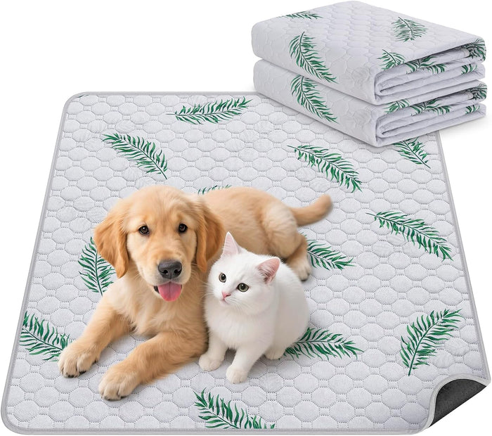 Washable Pee Pads for Dogs, 2Pack Reusable Puppy Pads, Super Absorbent & Leakproof Dog Pads, Anti-Slip Dog Pee Pads for Puppy Training & Incontinence, Feather Pattern 36"x41"