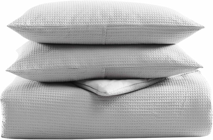 Vera Wang - Queen Comforter Set, Luxury Cotton Bedding with Matching Shams, Medium Weight & Ideal for All Seasons (Waffle Pique Queen, White)