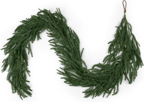 2 Pcs 6 Ft Christmas Garland, Christmas Norfolk Pine Garland for Christmas Decorations- Greenery Garland for Holiday, Fireplace, Mantle, Window, Stairs, Indoor, Outdoor Decor