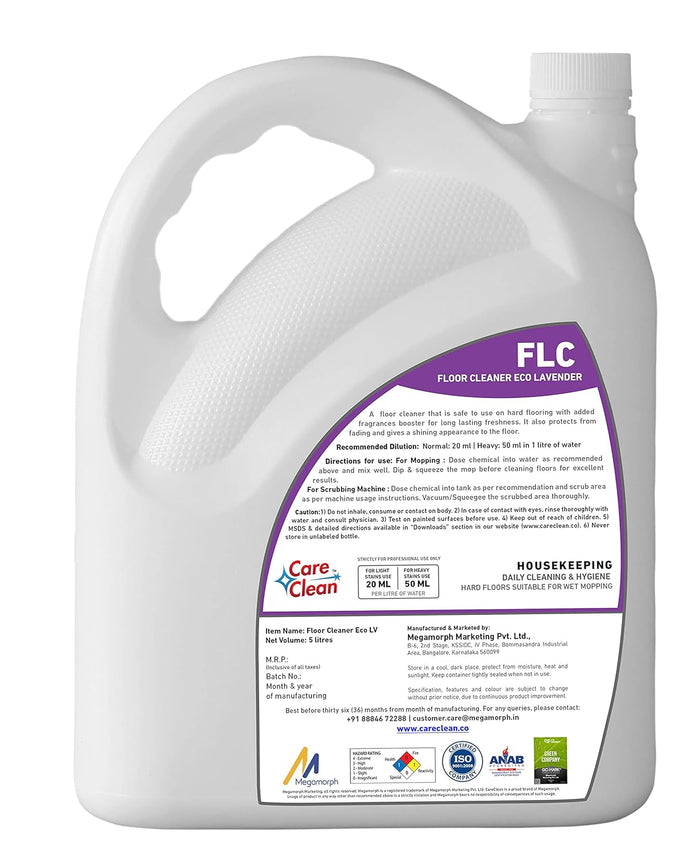CareClean Floor Cleaner Eco – Floor Cleaning Liquid with Lavender Fragrance | Safe for All Surfaces – Ceramic, Marble, Granite, Mosaic | Tough Stain Removal & Long-Lasting Shine | 5L