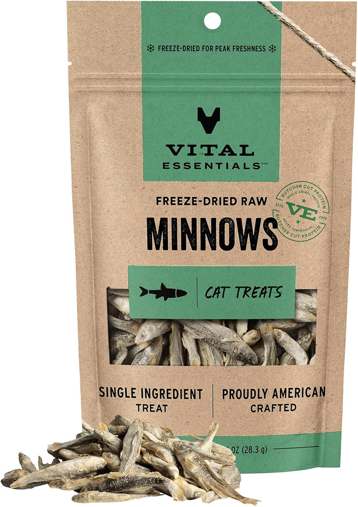 Vital Essentials Minnows Cat Treats, 0.5 oz | Freeze-Dried Raw | Single Ingredient | Grain Free, Gluten Free, Filler Free