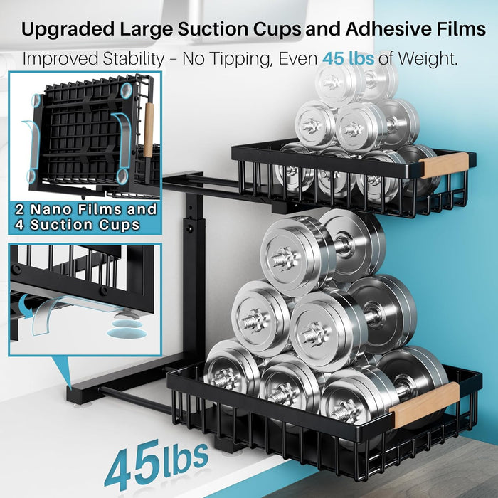 Under Sink Organizers and Storage,2 Packs 2 Tier Sliding Pull Out Cabinet Storage Shelf, Metal Drawer for Kitchen Bathroom Cabinet, Under Sink Organizer Organization Rack, Rust-Resistant Black