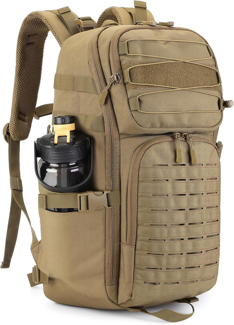 HUNTVP Tactical Backpack Military MOLLE Backpack Hunting Rucksack Gear Assault Pack 25L WR（Black）