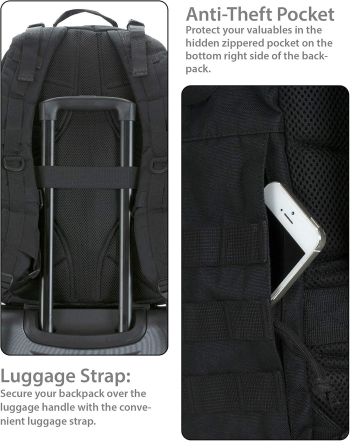 Rockland Military Tactical Laptop Backpack, Black, Large