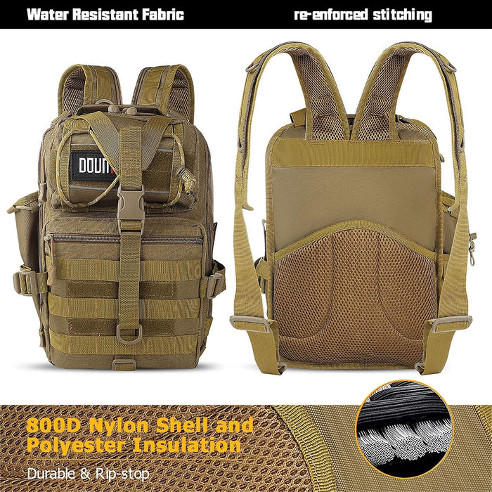 Tactical Backpack Medium EDC DayPack Military Molle Backpacks Bag Outdoor Rucksack for Fishing Hunting Camping (Khaki)