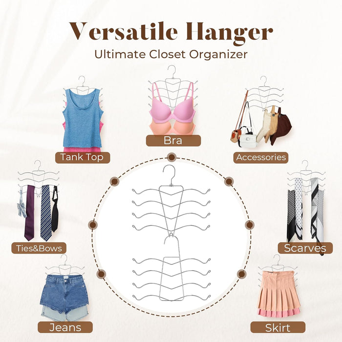 HOUSE DAY Bra Hangers 2 Pack, Tank Top Hangers Space Saving Hanger for Closet Organizers and Storage, Bra Organizer Closet Hanger Space Saver for Camisoles, Bras, Belts, Ties, Scarves, Swimsuits