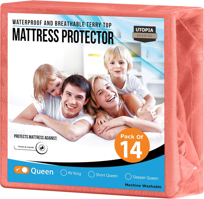 Utopia Bedding Waterproof Mattress Protector Twin Size, Premium Terry Mattress Cover 200 GSM, Breathable, Fitted Style with Stretchable Pockets (White)