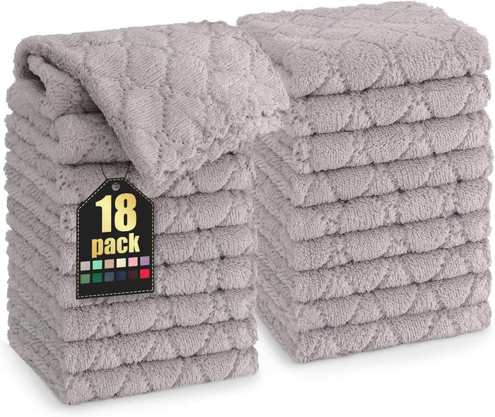 Homaxy 24 Pack Kitchen Dish Cloths (10 x 10 Inches, Grey), Super Soft and Absorbent Coral Velvet Dish Towels, Nonstick Oil Fast Drying Microfiber Cleaning Cloth, No Lint Household Dishcloths