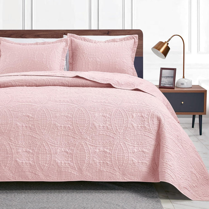 Love's cabin Quilts for Queen Bed Blue Bedspreads - Soft Bed Summer Lightweight Bedspread Comforter - Modern Style Coin Pattern Coverlet for All Season - 3 Pieces (1 Quilt, 2 Pillow Shams)