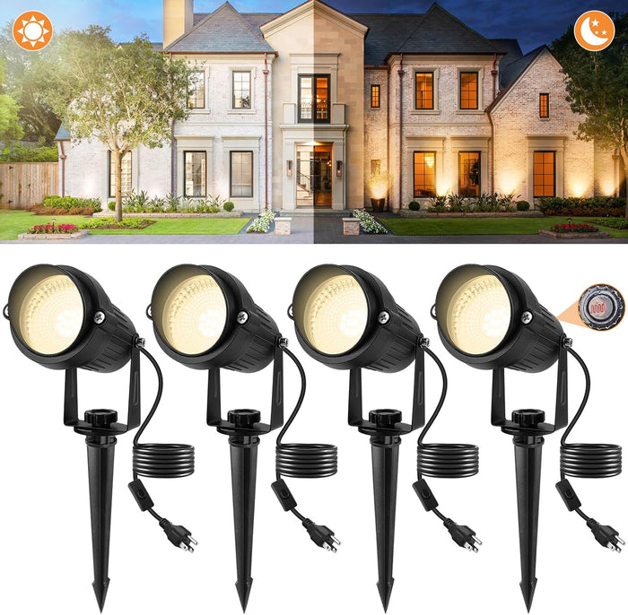Halloween Green Landscape Lights Outdoor, 14 LED Landscape Lighting with US Plug, IP65 Waterproof Spotlights for Tree Yard Garden Pathway Christmas St. Patrick's Day Decor 2 Pack
