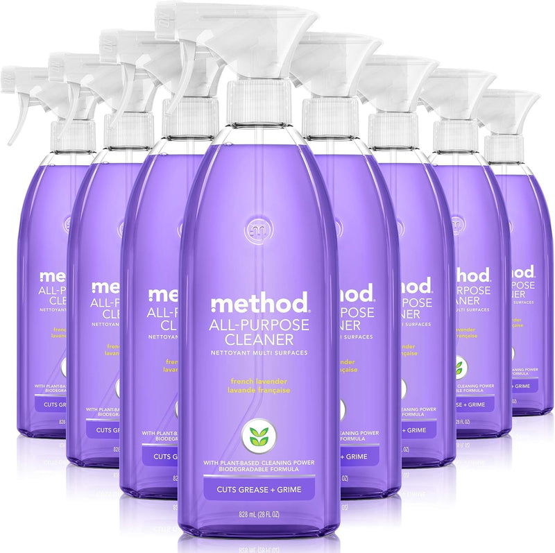 Method All-Purpose Cleaner Spray, French Lavender, Plant-Based and Biodegradable Formula Perfect for Most Counters, Tiles and More, 28 Fl Oz, (Pack of 1)