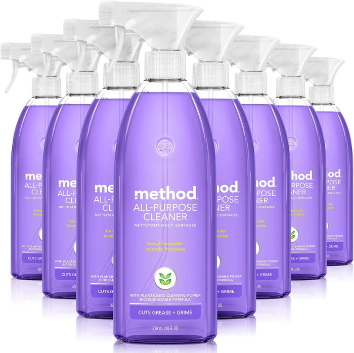 Method All-Purpose Cleaner Spray, French Lavender, Plant-Based and Biodegradable Formula Perfect for Most Counters, Tiles and More, 28 Fl Oz, (Pack of 1)