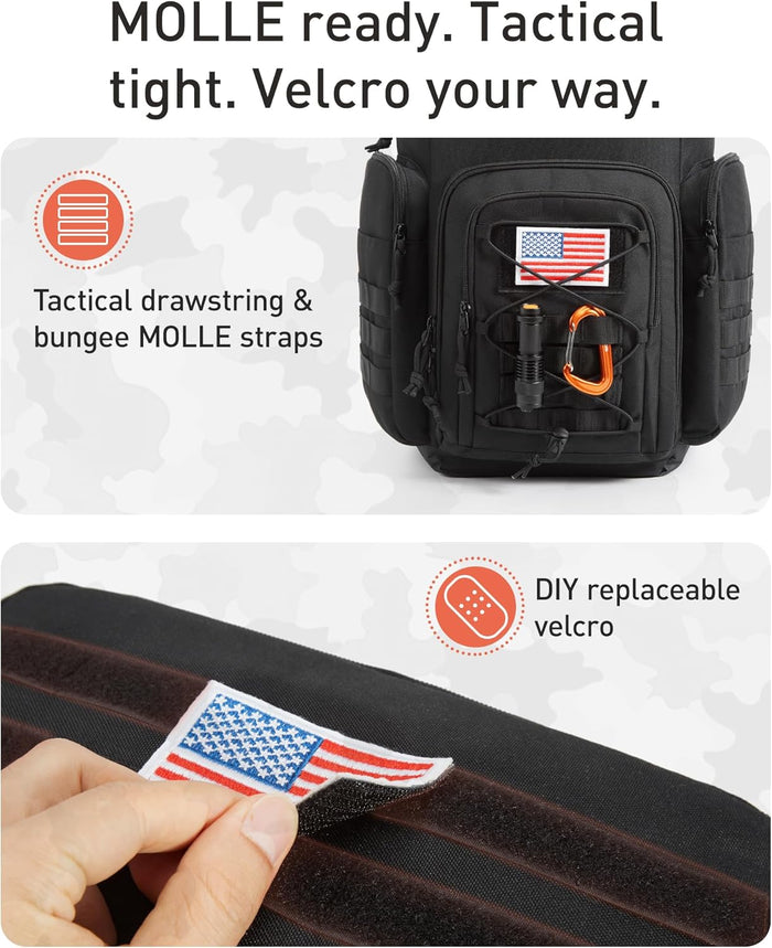 TOURIT 42 Can Tactical Cooler Backpack – Insulated for 16H Ice Retention, Leakproof, Multi-Pocket with DIY Hook & Loop Panel
