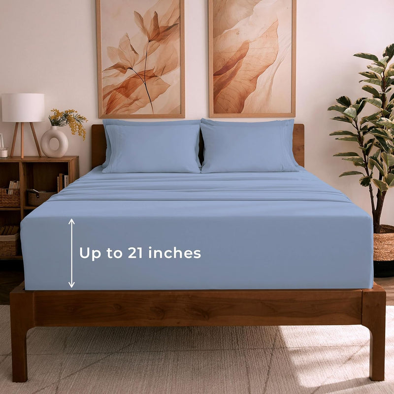 Mellanni Queen Sheet Set - 6-Piece Iconic Collection Bedding, (Including 4 Pillowcases), 16-Inch Deep Pocket, Easy Care, Extra Soft, Cooling Sheets, Brushed Microfiber - Brown